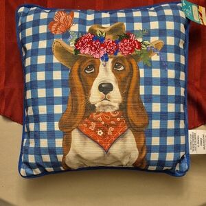 The Pioneer Woman Gingham Pillow with Floral Design
